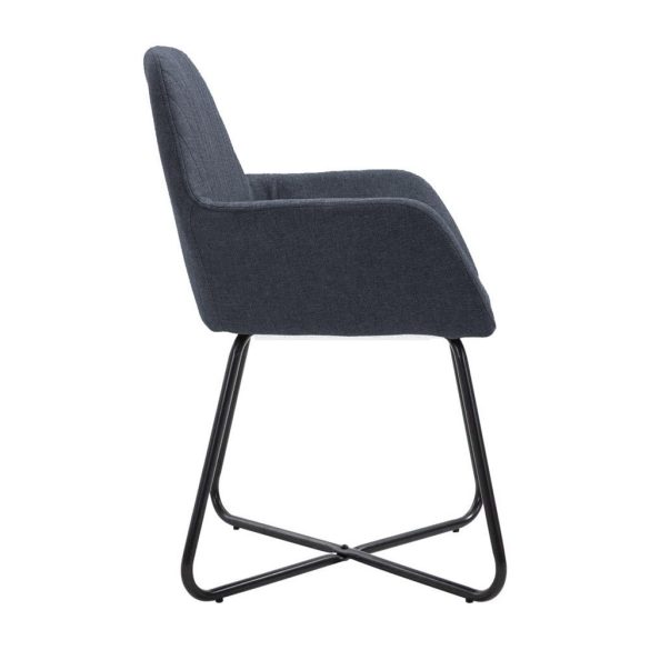 Molli étkezőszék szett, 2 db, szürke, bordázott háttámla, karfás kialakítás, puha szövetborítás, fém lábak, 100 kg teherbírás