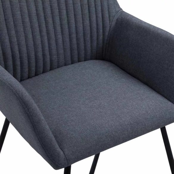 Molli étkezőszék szett, 2 db, szürke, bordázott háttámla, karfás kialakítás, puha szövetborítás, fém lábak, 100 kg teherbírás