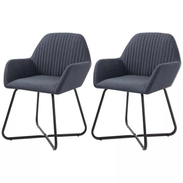 Molli étkezőszék szett, 2 db, szürke, bordázott háttámla, karfás kialakítás, puha szövetborítás, fém lábak, 100 kg teherbírás