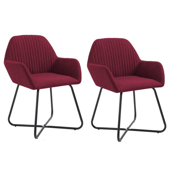 Molli étkezőszék szett, 2 db, bordó, bordázott háttámla, karfás kialakítás, puha szövetborítás, fém lábak, 100 kg teherbírás