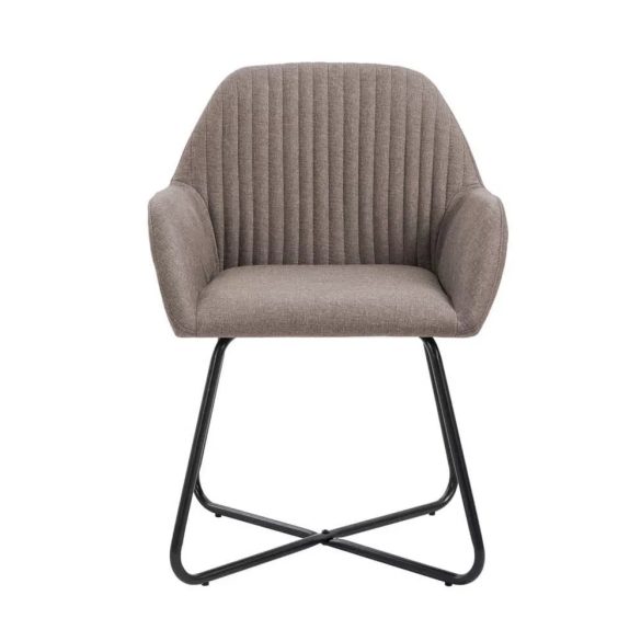 Molli étkezőszék szett, 2 db, bézs, bordázott háttámla, karfás kialakítás, puha szövetborítás, fém lábak, 100 kg teherbírás