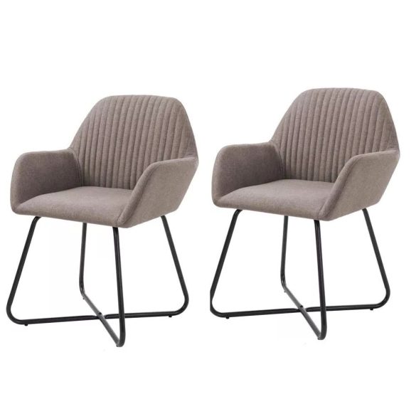 Molli étkezőszék szett, 2 db, bézs, bordázott háttámla, karfás kialakítás, puha szövetborítás, fém lábak, 100 kg teherbírás