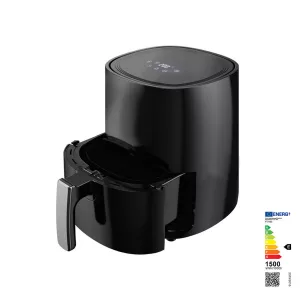 Air Fryer forrólevegős sütő, 6 l, fekete, 5 sütési mód, digitális kijelző, 80–200 °C, beépített ventilátor, időzítő 1–60 perc, 1500 W, műanyag ház