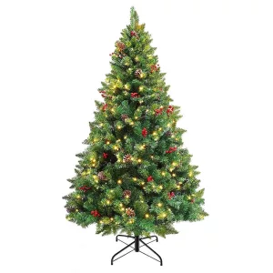 Nordmann King LED-es műfenyő, 150 cm, zöld, 415 ág, 180 melegfehér LED-del, 86 cm alsó átmérő, fém talppal, beltéri használatra