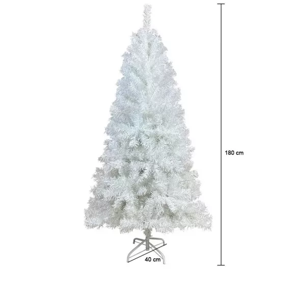 Nordmann King 2D-s műfenyő, 180 cm, fehér, 708 ág, fém talppal, 105 cm alsó átmérő, kihajtható ágakkal, dús kivitel