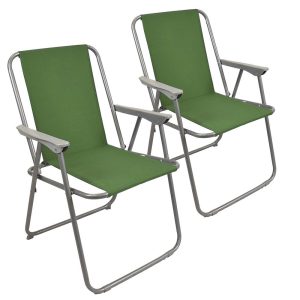 Horgászszék, 2 darab, zöld színű, karfás, összecsukható kivitelű, fémvázas, textil ülőfelülettel, 80 kg teherbírású