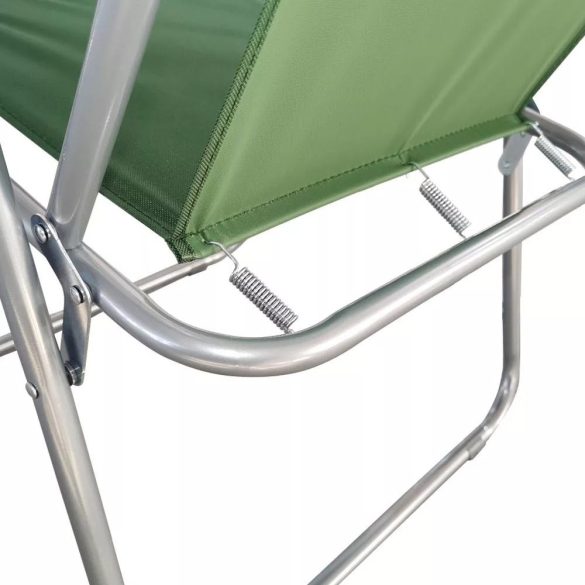 Horgászszék, 2 darab, zöld színű, karfás, összecsukható kivitelű, fémvázas, textil ülőfelülettel, 80 kg teherbírású