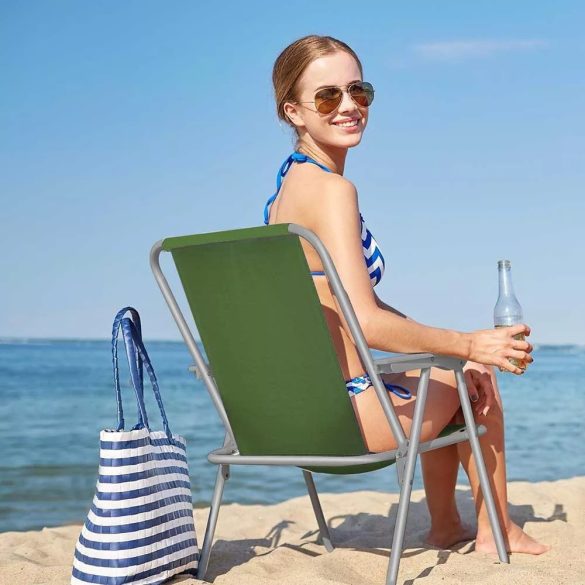 Horgászszék, 2 darab, zöld színű, karfás, összecsukható kivitelű, fémvázas, textil ülőfelülettel, 80 kg teherbírású