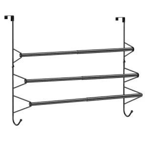 Törölközőtartó ajtóra, 61 x 61 x 15 cm, ezüst, fém, háromszintes, állítható szélességű