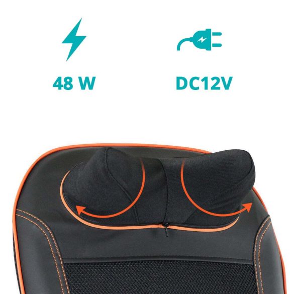 Masszázs ülésbetét, shiatsu, gyúró, vibráció, melegítéssel, autós és hálózati adapter, automatikus kikapcsolás