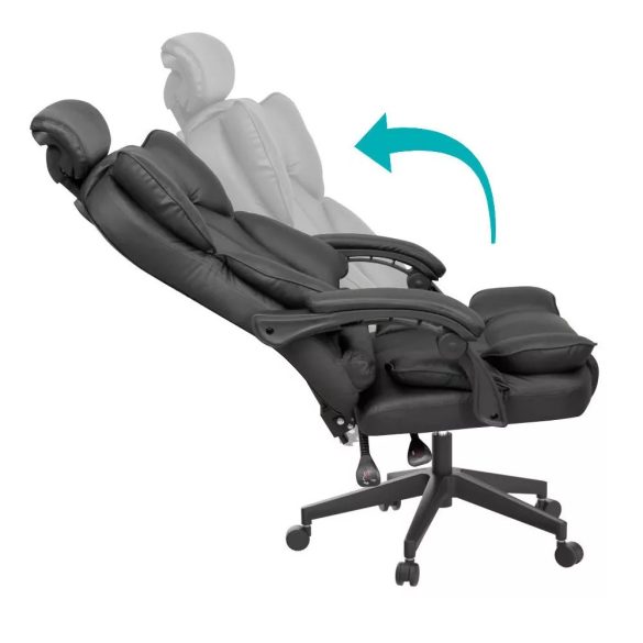 Lux főnöki forgószék, ergonomikus típus, 47 × 50 cm, fekete, műbőr kárpitozás, állítható magasság, dönthető háttámla, fém vázas, görgős