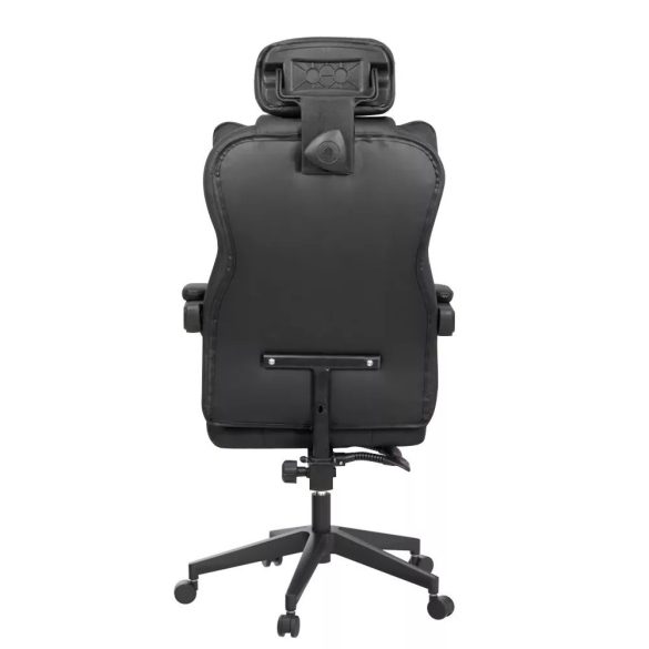 Lux főnöki forgószék, ergonomikus típus, 47 × 50 cm, fekete, műbőr kárpitozás, állítható magasság, dönthető háttámla, fém vázas, görgős