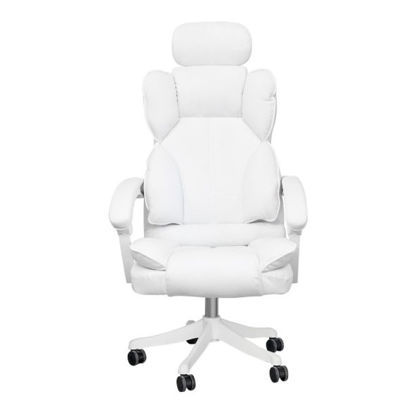 Lux főnöki forgószék, ergonomikus típus, 47 × 50 cm, fehér, műbőr kárpitozás, állítható magasság, dönthető háttámla, fém vázas, görgős