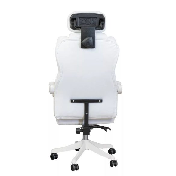 Lux főnöki forgószék, ergonomikus típus, 47 × 50 cm, fehér, műbőr kárpitozás, állítható magasság, dönthető háttámla, fém vázas, görgős