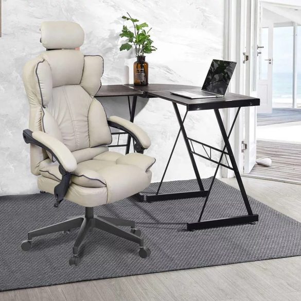 Lux főnöki forgószék, ergonomikus típus, 47 × 50 cm, szürke, műbőr kárpitozás, állítható magasság, dönthető háttámla, fém vázas, görgős