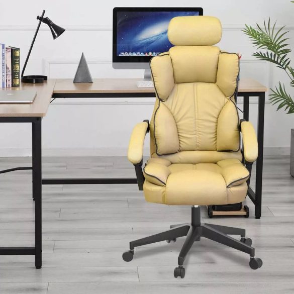 Lux főnöki forgószék, ergonomikus típus, 47 × 50 cm, bézs, műbőr kárpitozás, állítható magasság, dönthető háttámla, fém vázas, görgős