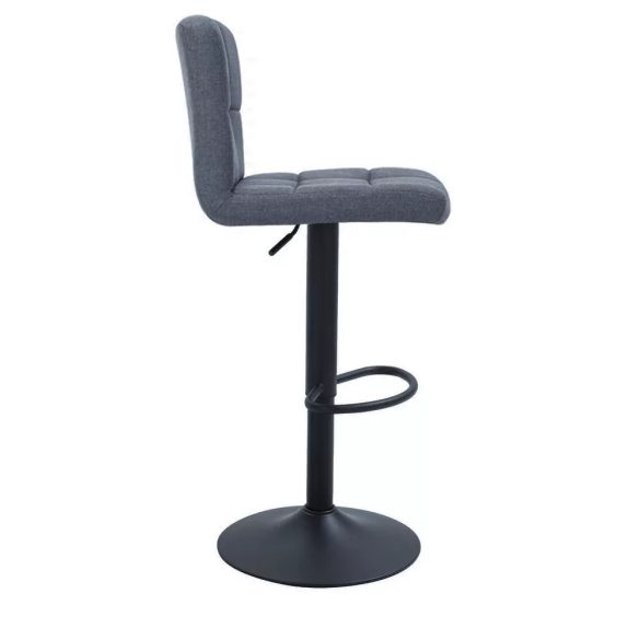 Bárszék szett, szövet borítású, 2 darab, sötétszürke, állítható magasság 60–80 cm, párnázott ülőfelület, fém váz, 100 kg teherbírás