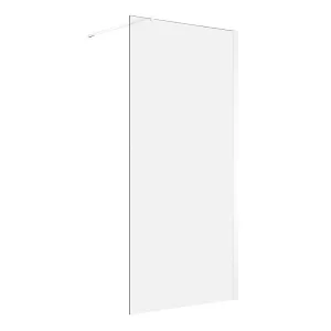 Zuhanyfal, Walk-in, 80 × 200 cm, matt fehér, 8 mm edzett biztonsági üveg, könnyen tisztítható, állítható merevítővel, akadálymentes belépés