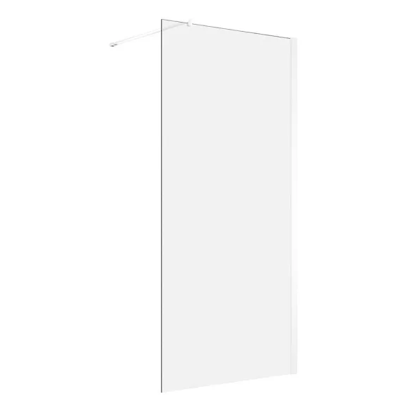 Zuhanyfal, Walk-in, 80 × 200 cm, matt fehér, 8 mm edzett biztonsági üveg, könnyen tisztítható, állítható merevítővel, akadálymentes belépés