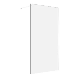 Zuhanyfal, Walk-in, 100 × 200 cm, matt fehér, 8 mm edzett biztonsági üveg, könnyen tisztítható, állítható merevítővel, akadálymentes belépés