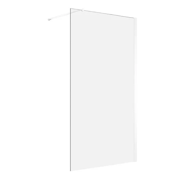 Zuhanyfal, Walk-in, 100 × 200 cm, matt fehér, 8 mm edzett biztonsági üveg, könnyen tisztítható, állítható merevítővel, akadálymentes belépés