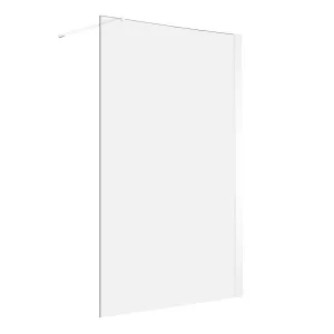 Zuhanyfal, Walk-in, 120 × 200 cm, matt fehér, 8 mm edzett biztonsági üveg, könnyen tisztítható, állítható merevítő, akadálymentes belépés