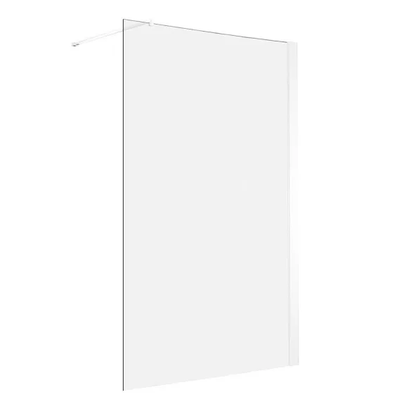 Zuhanyfal, Walk-in, 120 × 200 cm, matt fehér, 8 mm edzett biztonsági üveg, könnyen tisztítható, állítható merevítő, akadálymentes belépés