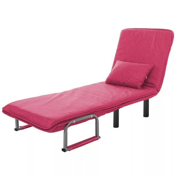 2 az 1-ben fotelágy, 185 x 63 x 26,5 cm, bordó, párnázott karfákkal és párnával, összecsukható kialakítással, fém-fa vázzal