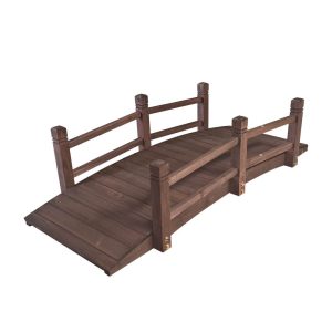 Kerti fahíd, 12 cm, cédrusfa, 150 kg teherbírás, korláttal, stabil, elegáns dizájn, egyszerű összeszerelés, kerti tóhoz, patakhoz, virágágyás fölé