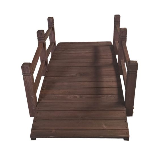 Kerti fahíd, 12 cm, cédrusfa, 150 kg teherbírás, korláttal, stabil, elegáns dizájn, egyszerű összeszerelés, kerti tóhoz, patakhoz, virágágyás fölé