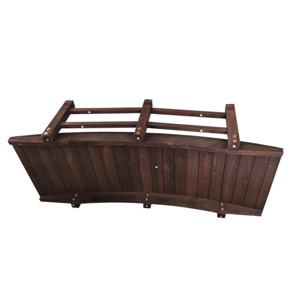 Kerti fahíd, 12 cm, cédrusfa, 150 kg teherbírás, korláttal, stabil, elegáns dizájn, egyszerű összeszerelés, kerti tóhoz, patakhoz, virágágyás fölé