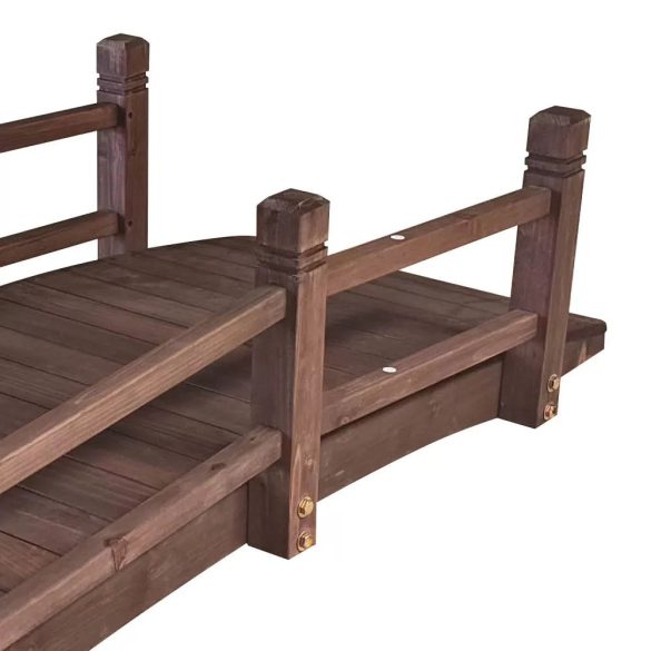 Kerti fahíd, 12 cm, cédrusfa, 150 kg teherbírás, korláttal, stabil, elegáns dizájn, egyszerű összeszerelés, kerti tóhoz, patakhoz, virágágyás fölé