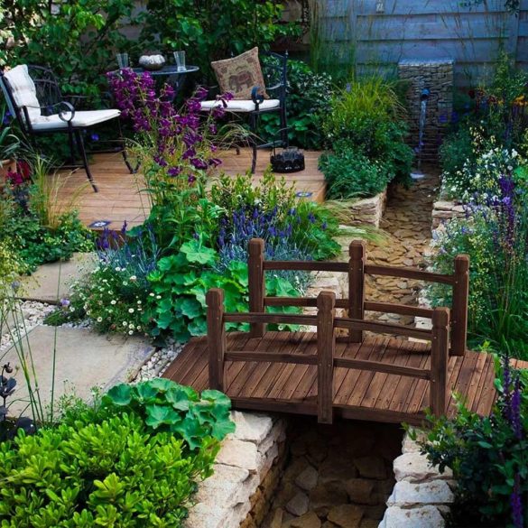 Kerti fahíd, 12 cm, cédrusfa, 150 kg teherbírás, korláttal, stabil, elegáns dizájn, egyszerű összeszerelés, kerti tóhoz, patakhoz, virágágyás fölé