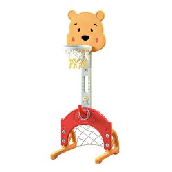   4 az 1-ben állítható magasságú gyerek játékszett, narancssárga, 88–122 cm között állítható, kosárlabda-, foci-, golf- és karikadobó játékkal, 3 db labdával és golfütővel, beltéri használatra