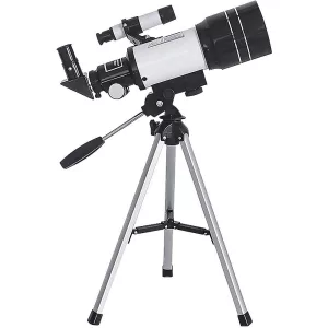 Csillagászati teleszkóp, mobiltelefon-adapterrel, hordozható állvánnyal, 10 cm primer lencse, 7–30 cm fókusz, 3 db okulár, holdszűrő, Barlow lencse
