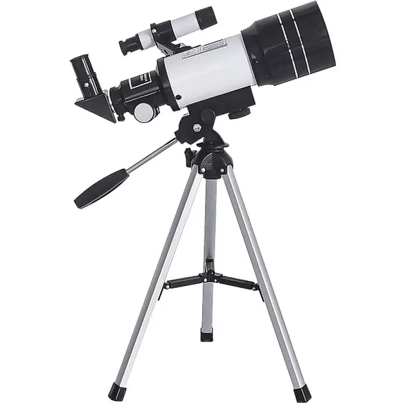 Csillagászati teleszkóp, mobiltelefon-adapterrel, hordozható állvánnyal, 10 cm primer lencse, 7–30 cm fókusz, 3 db okulár, holdszűrő, Barlow lencse