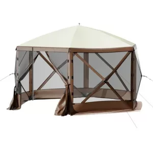 Kemping sátor, 8 személyes, 3,6 × 3,6 × 2,3 m, szürke, vízálló poliészter, szúnyoghálóval és hordtáskával