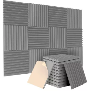 Hangszigetelő fali panel készlet, öntapadós, 12 db, 30×30×4 cm, habszivacs, falra és mennyezetre, visszhangcsökkentő