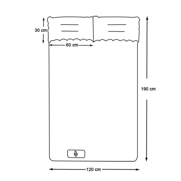 Kétszemélyes túramatrac, 200×120 cm, zöld, 9 cm vastag, vízálló kivitelben, beépített fejpárnával és hordtáskával