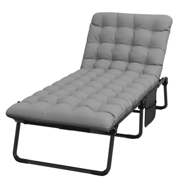 Összecsukható kempingágy, 190×66×28 cm, állítható fejtámla, két színű matrac, vízálló, 900D Oxford anyag, levehető fejpárna, 150 kg teherbírás