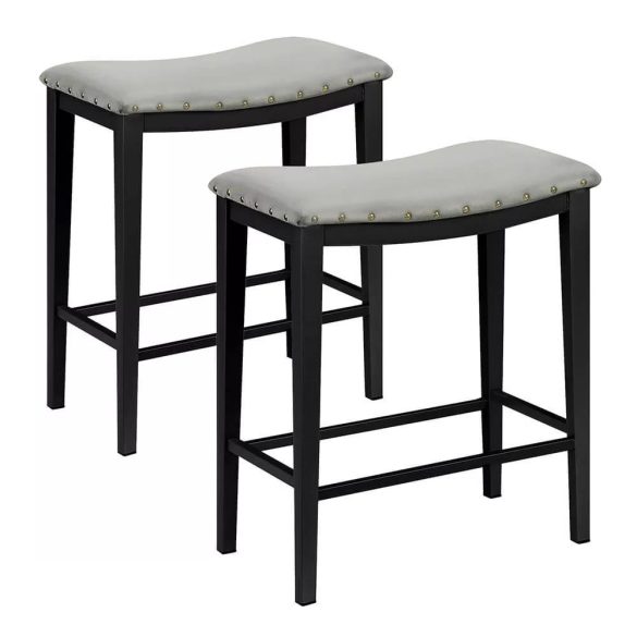 Kitti kárpitozott bárszék, 2 db, szürke, 32 x 52 cm, párnázott ülőfelülettel, stabil fém vázzal és 100 kg teherbírással