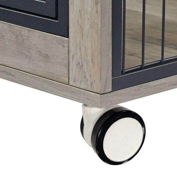 Beltéri kutyakennel, 98×64×69 cm, fékezhető kerekek, nyitható tető, stabil szerkezet, biztonságosan zárható, könnyen tisztítható