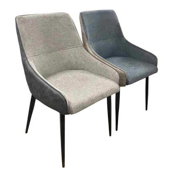 Teddy szék, 2 darab, bézs-szürke és szürke-bézs, szövet borítású, kartámasszal, fém lábak, 120 kg teherbírás