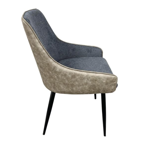 Teddy szék, 2 darab, bézs-szürke és szürke-bézs, szövet borítású, kartámasszal, fém lábak, 120 kg teherbírás