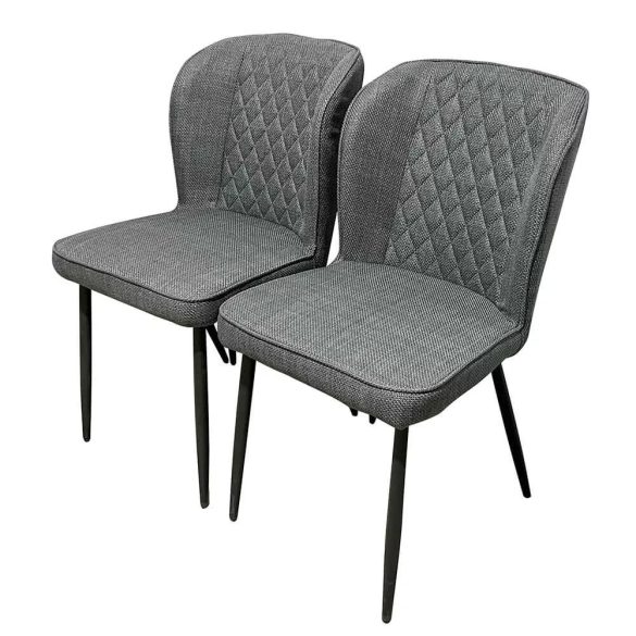 Leo étkezőszék szett, 2 db, szürke, modern design, puha szövet kárpitozás, ergonomikus háttámla, fém szerkezet, 120 kg teherbírás