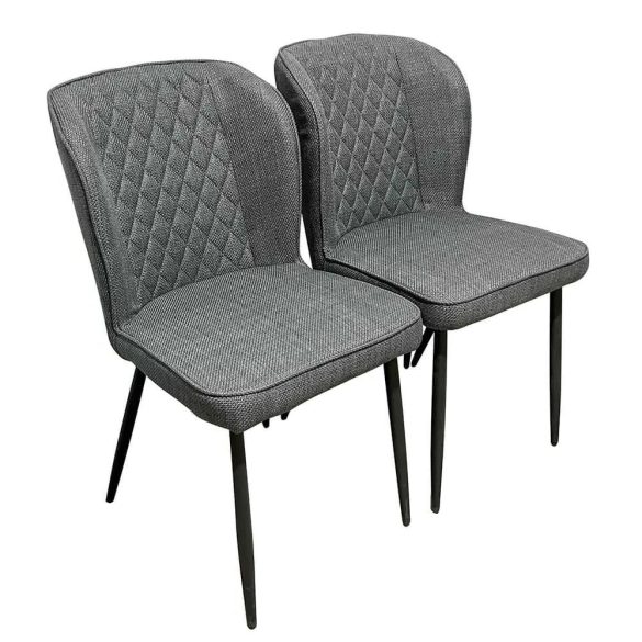 Leo étkezőszék szett, 2 db, szürke, modern design, puha szövet kárpitozás, ergonomikus háttámla, fém szerkezet, 120 kg teherbírás