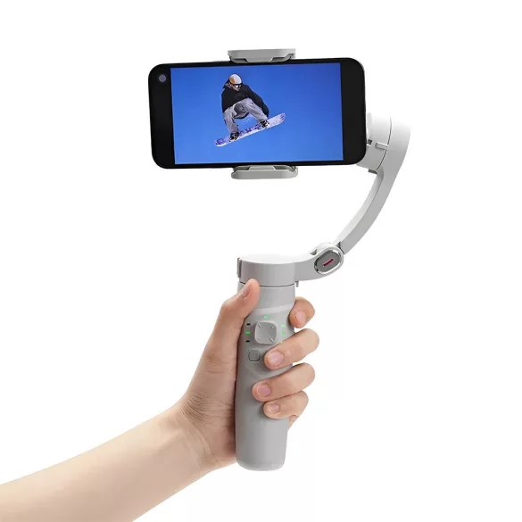 Okostelefon gimbal, kézi kamera stabilizátor, 25–30 cm, beépített tripod, akkumulátoros (2500 mAh), 5–8 óra üzemidő