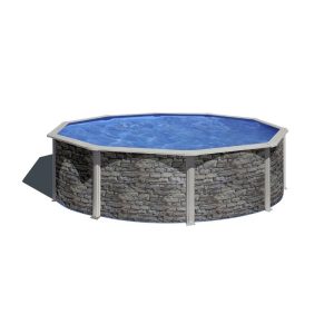 Gre kőmintás fémpalástos medence szett, vízforgatóval és létrával, D240 x 120 cm