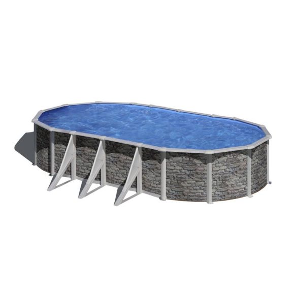Gre rock ovális fémpalástos medence szett, vízforgatóval és létrával, 500 x 300 x 120 cm