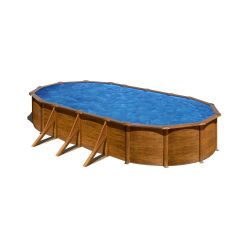   Gre famintás ovális fémpalástos medence szett, vízforgatóval és létrával, 730 x 375 x 120 cm